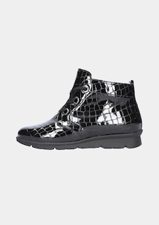 Bottines en cuir verni avec embossage crocodile thumbnail 4