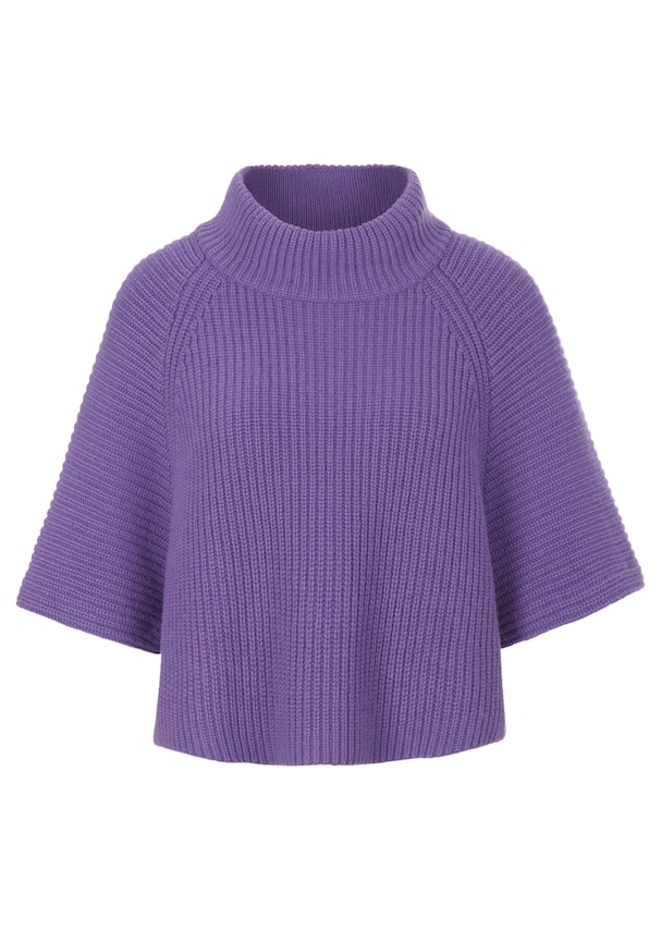 Kurzer Halbarm-Pullover mit Stehkragen