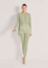 Lange Seidenbluse in kragenloser Form thumbnail 2
