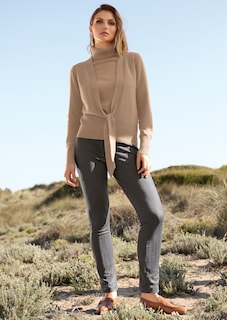 Kaschmir-Strickjacke mit tiefem V-Ausschnitt und Bindeband thumbnail 7