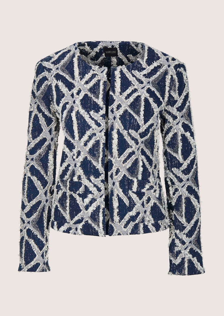 Gemusterter Jacquardblazer mit Fransen
