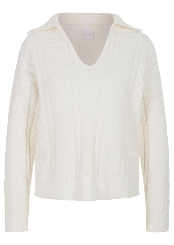 Cable knit jumper with V-neck