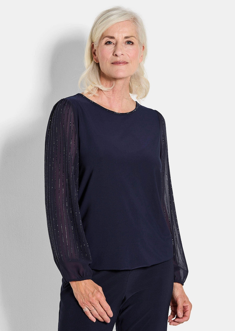 Shirt mit glitzernden Chiffon-Ärmeln