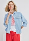 Jeansblouse met glinsterende klepzakken thumbnail 1