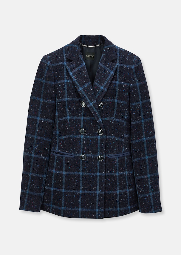 Double-breasted checked blazer in virgin wool 5