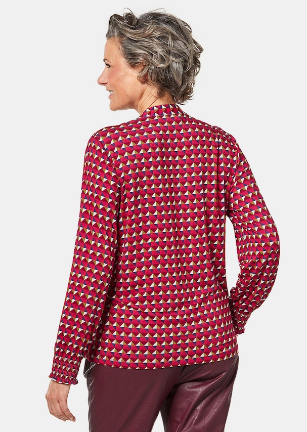 Jersey blouse met modieuze smokwerkdetails 2