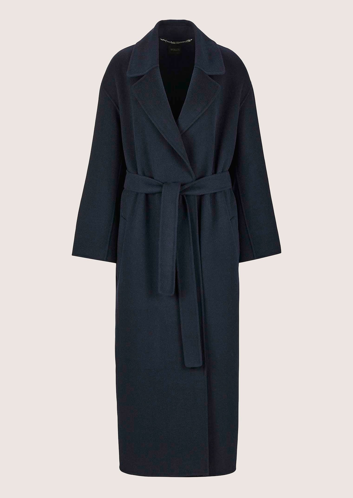 Langer Wollmantel mit Bindeband