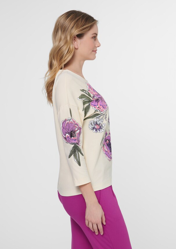 Shirt with floral motif print and 3/4 sleeves 3