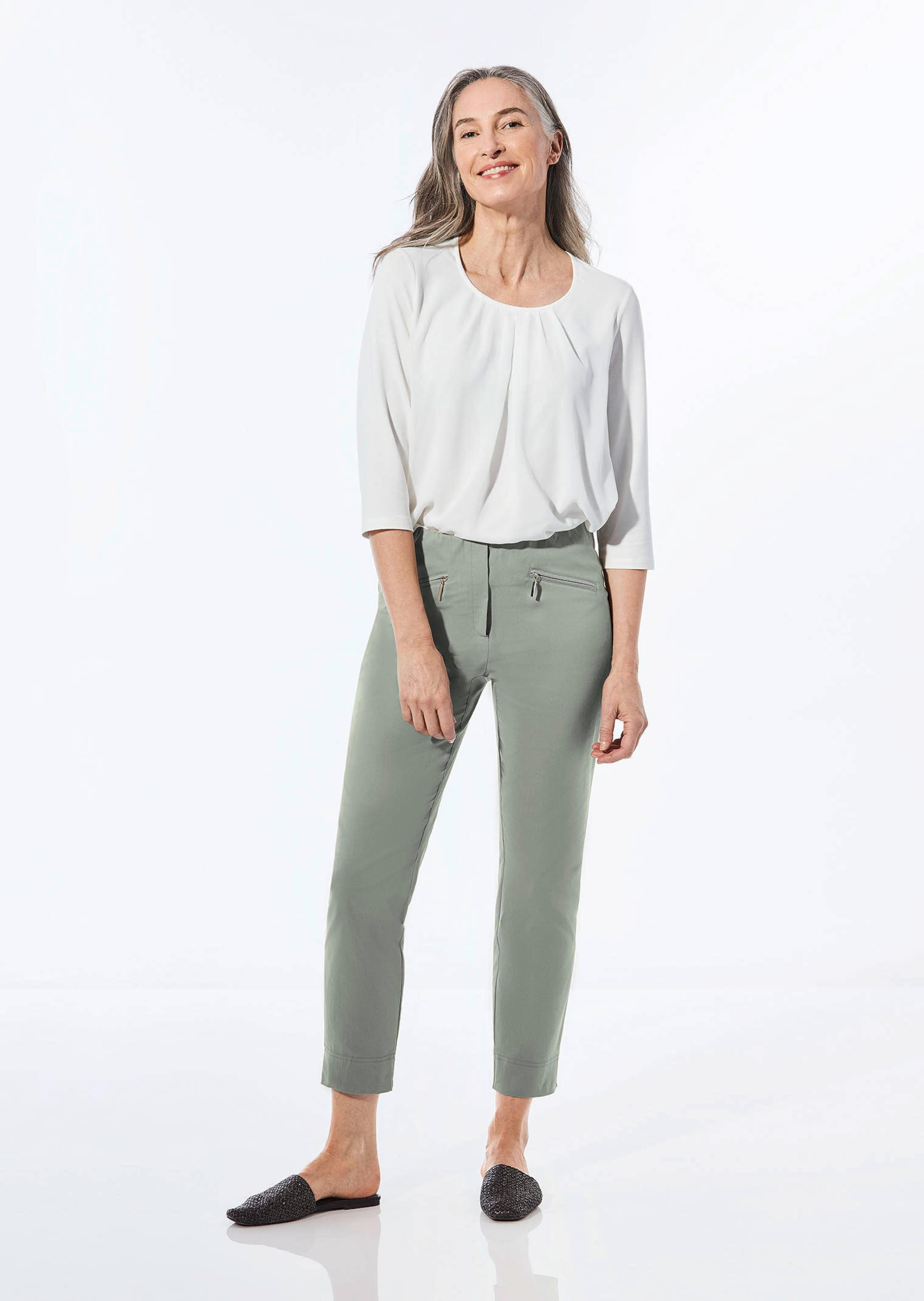 Pantalon super stretch 7/8 LOUISA - vert gris - Gr. 27 de Goldner Fashion