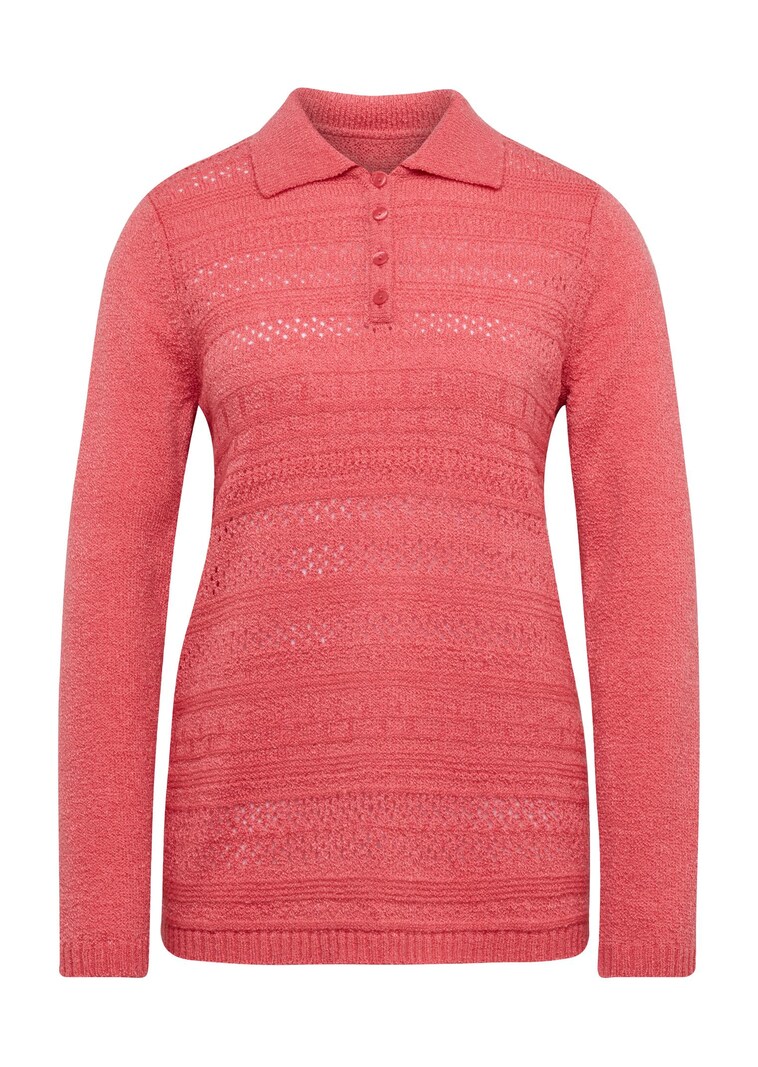 Pullover mit schönem Ajourmuster und Kragen