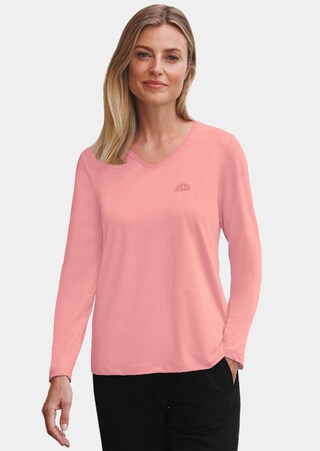 rosé Shirt met V-hals en lange mouwen