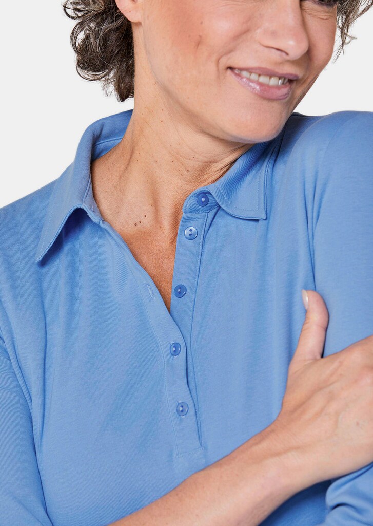 Basic-Poloshirt mit Stickerei aus reiner Baumwolle