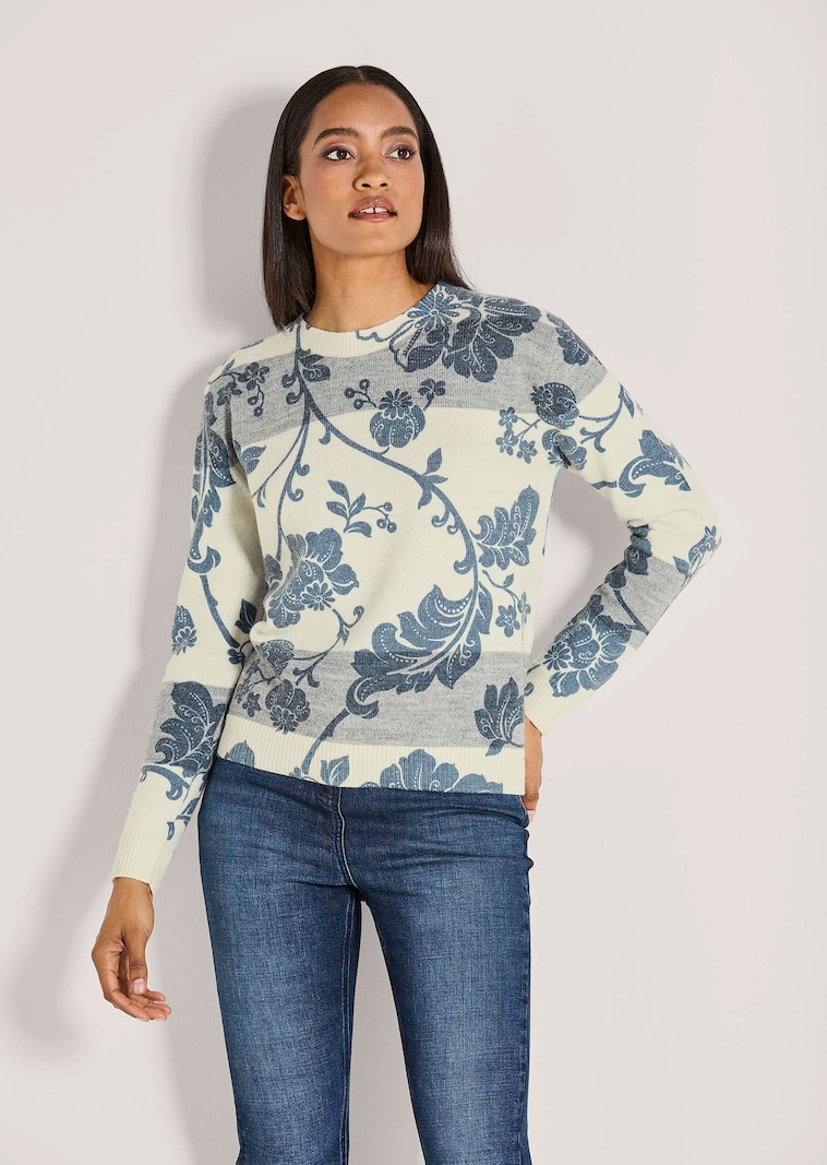 Rundhals-Pullover im Muster-Mix