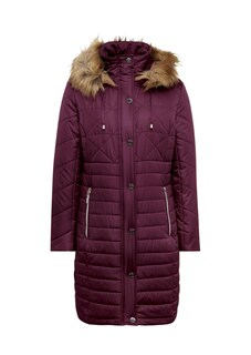 Manteau court à capuche et tissu fourrure thumbnail 2