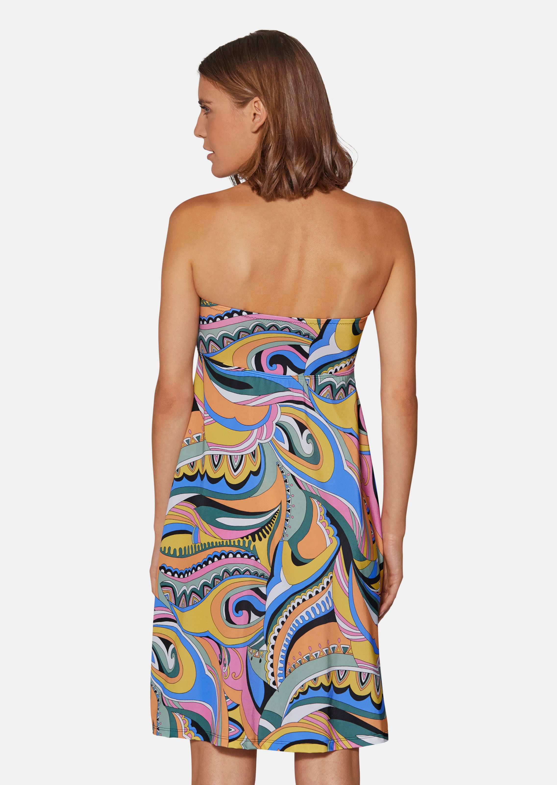 Printed beach dress in bandeau style in ice rose / black / multi-coloured |  MADELEINE Fashion