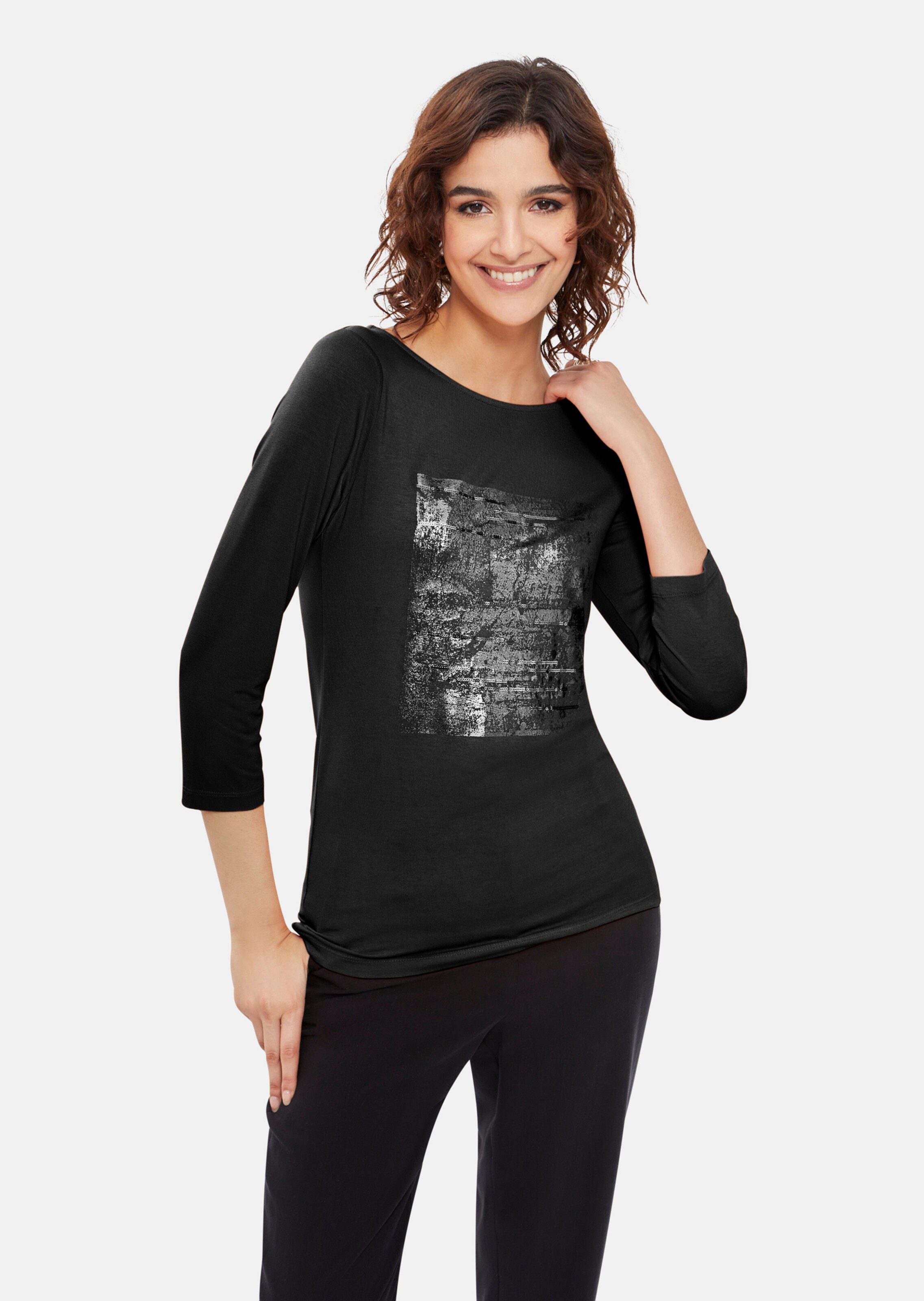 Bedrucktes Jersey-Shirt mit 3/4-Ärmeln