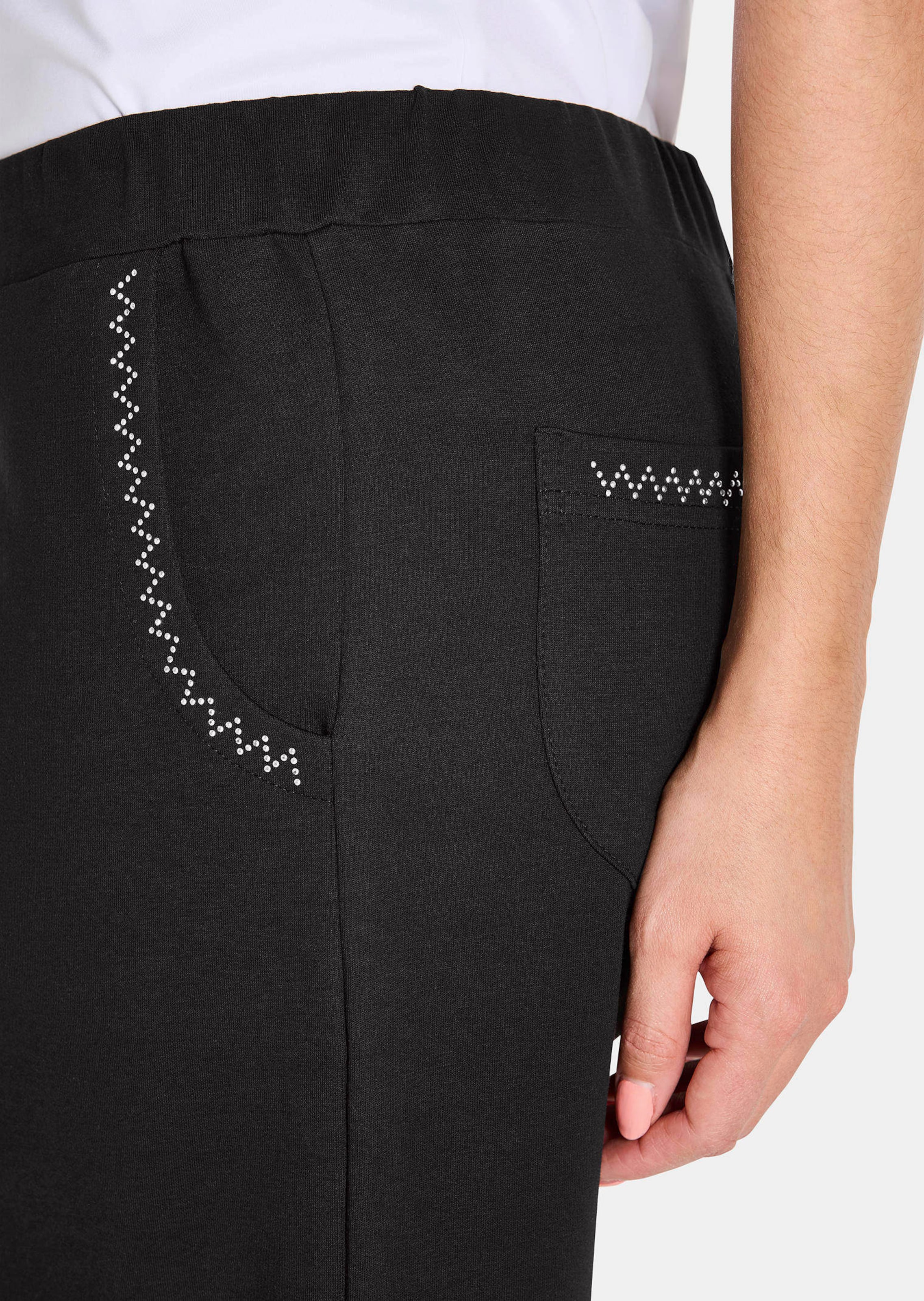 Pantalon Noir Bas De Jogging Atmosphere - Taille UK 8, Manchettes, Clous Dorés - Neuf Sans étiquette