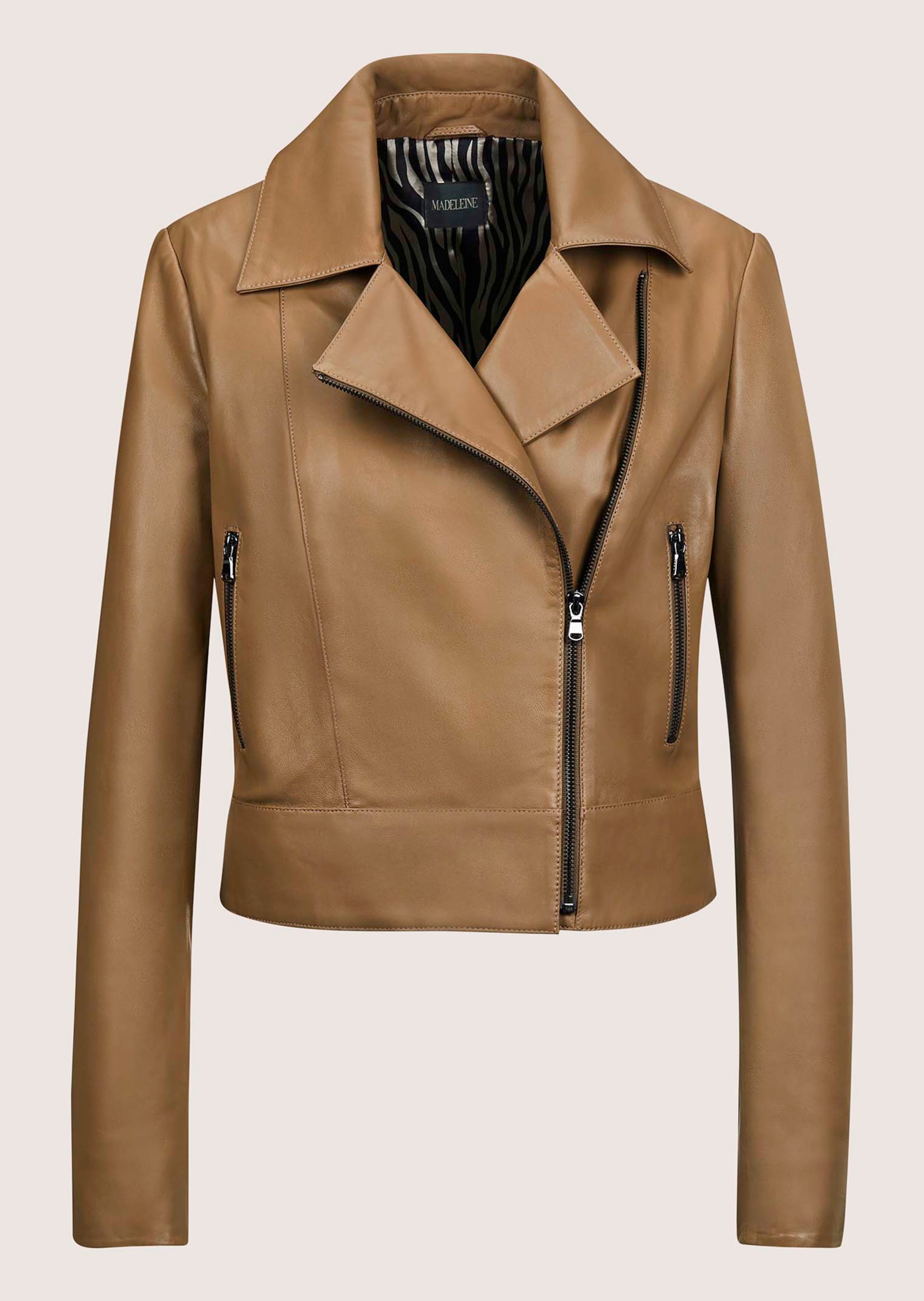 Leather jacket. Lamb nappa in macchiato | MADELEINE Fashion
