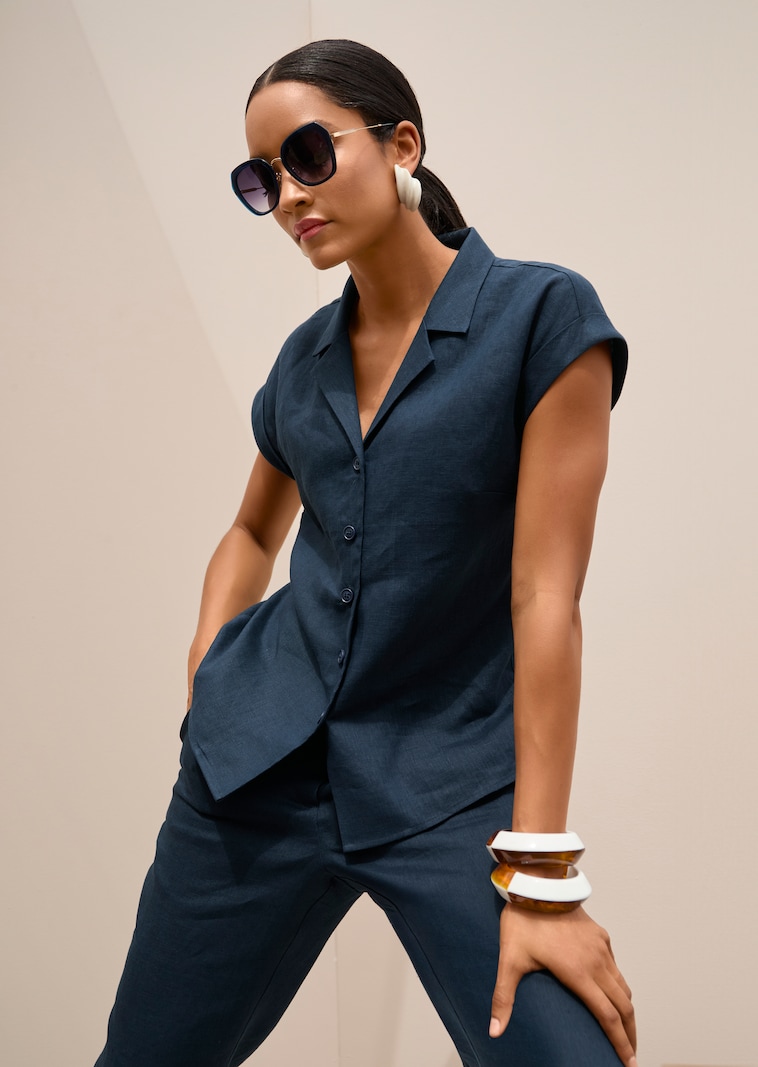 Lässiges Leinenhemd mit Reverskragen