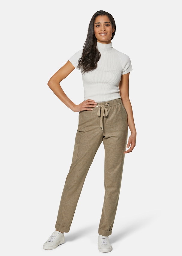 Premium jogging trousers with lots of details in taupe / melange