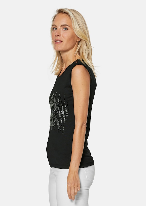 Alternating top with glitter print and logo embroidery 3