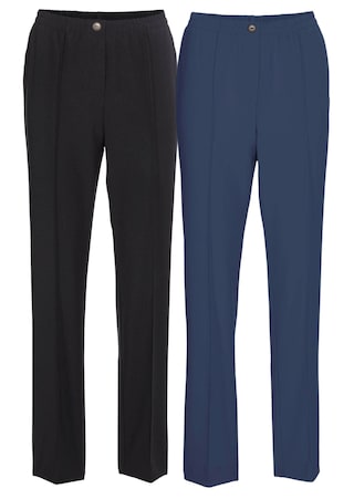 blauw / zwart Twee kreukarme broeken met elastische tailleband
