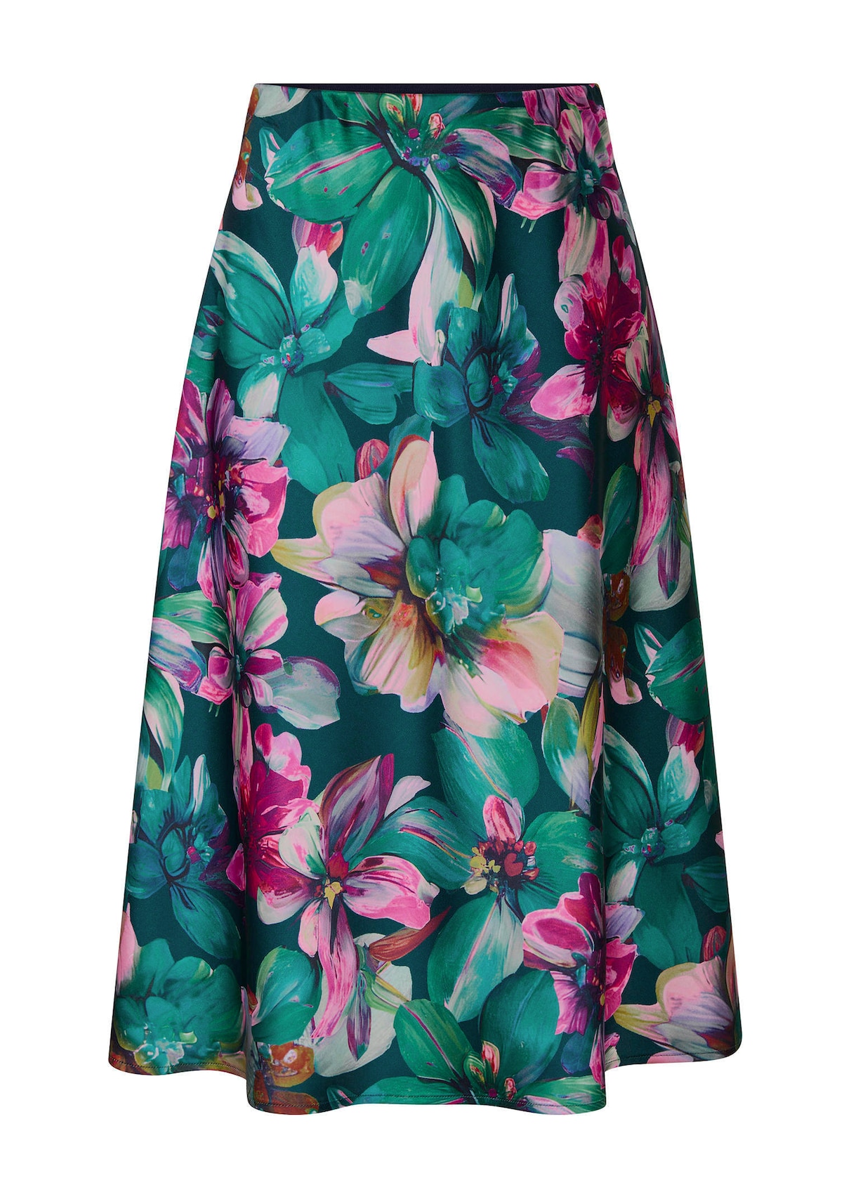 Jupe en satin avec motif floral