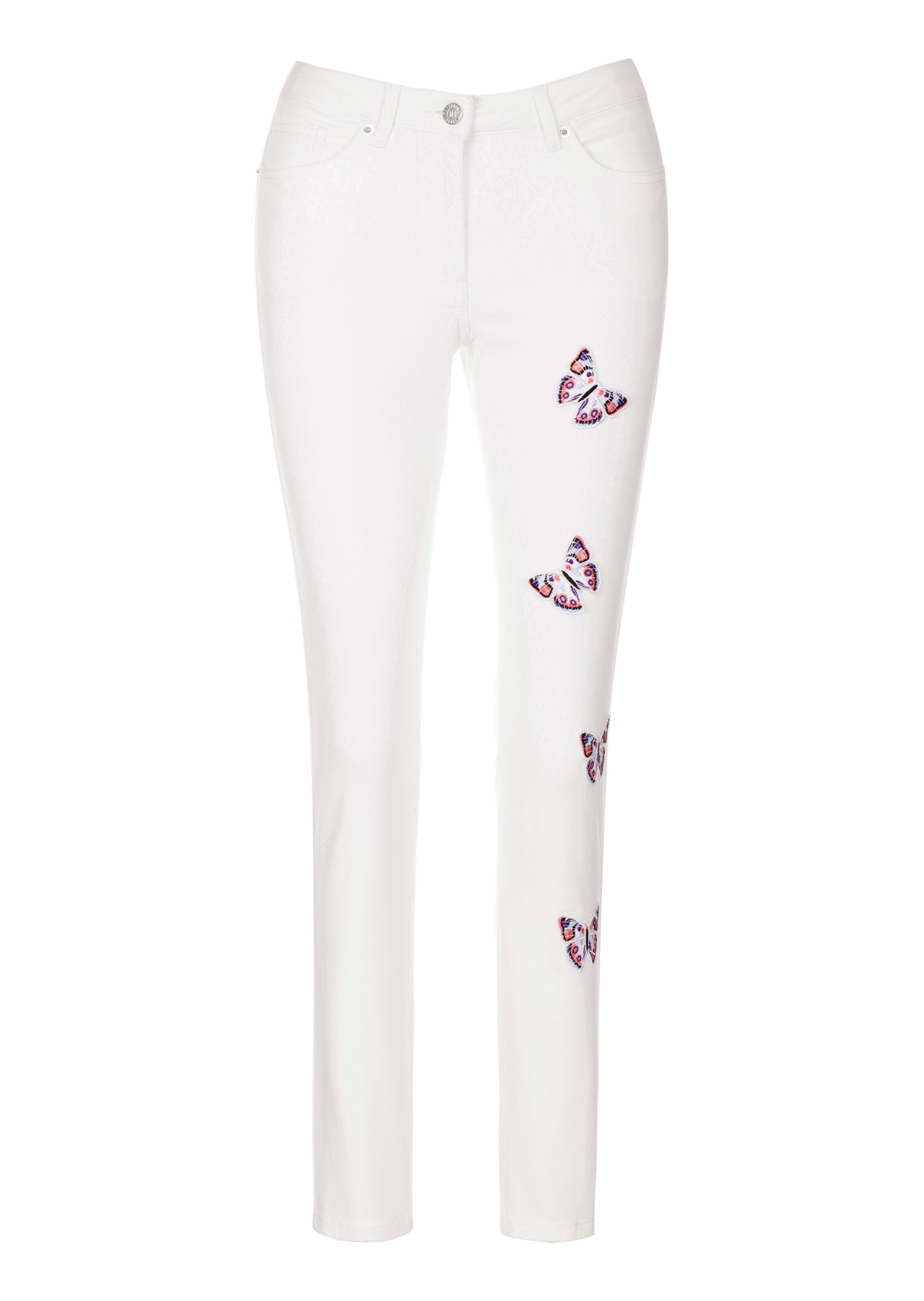 Schmale Stretch-Jeans mit Applikationen