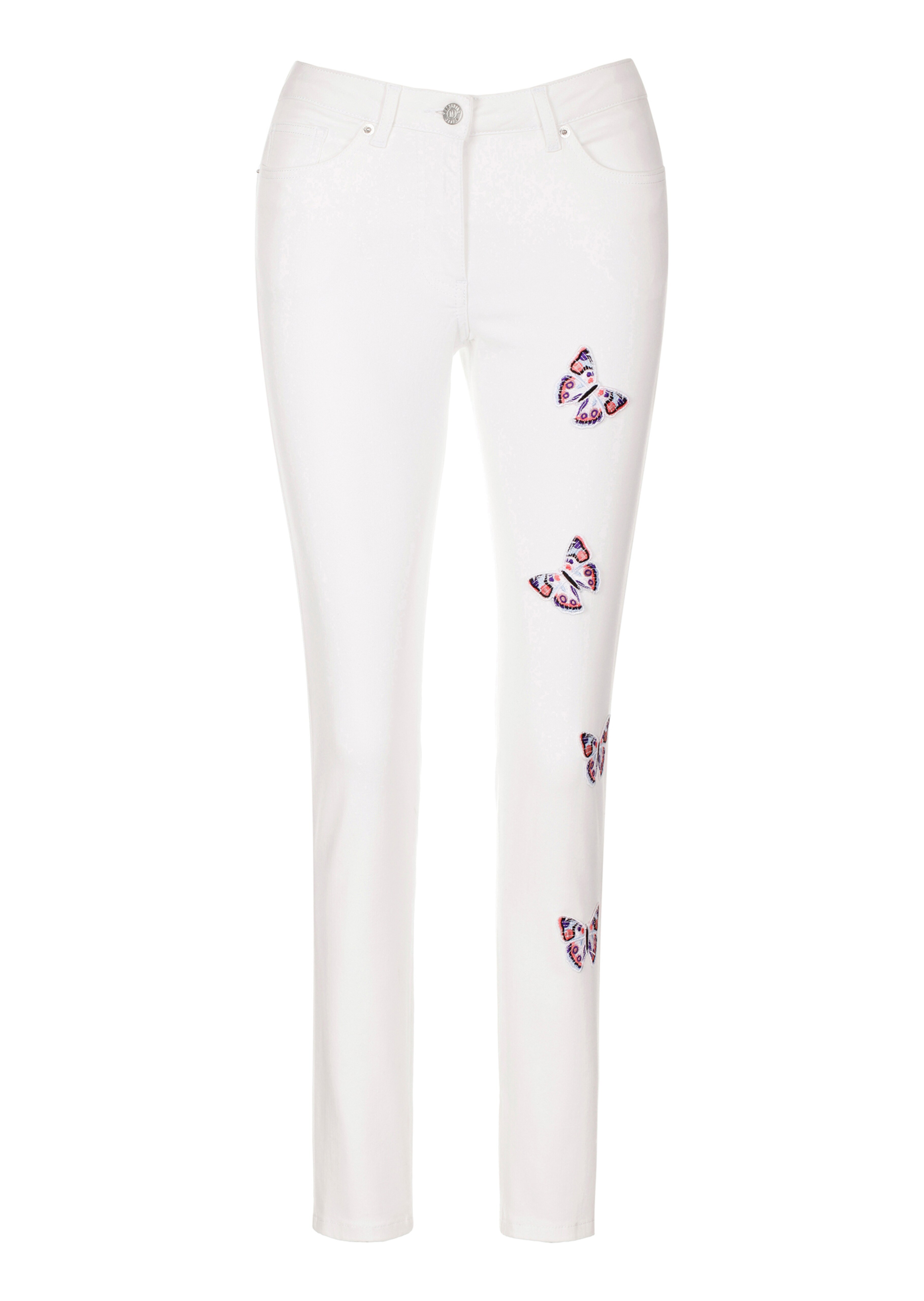 Schmale Stretch-Jeans mit Applikationen