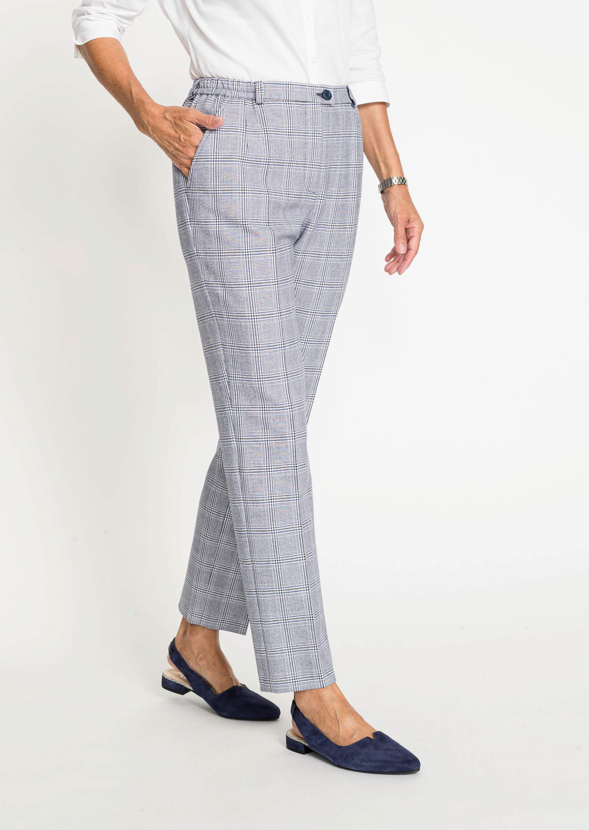 Pantalon CARLA à carreaux - marine / à carreaux - Gr. 285 de Goldner Fashion