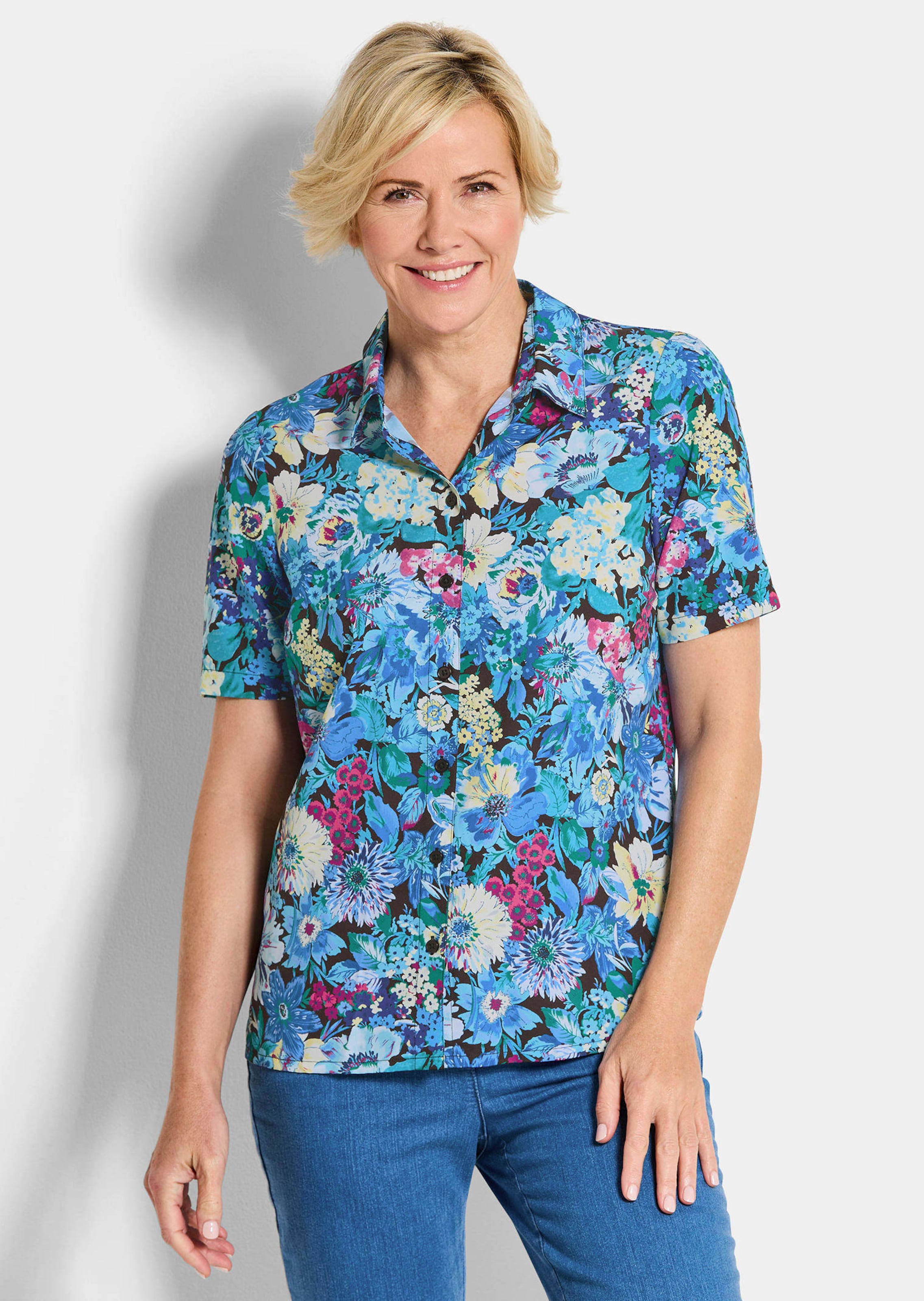 Chemisier à motif floral - repassage superflu