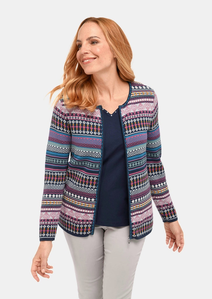 Jacquard tricot jasje met kleurrijk streepdessin
