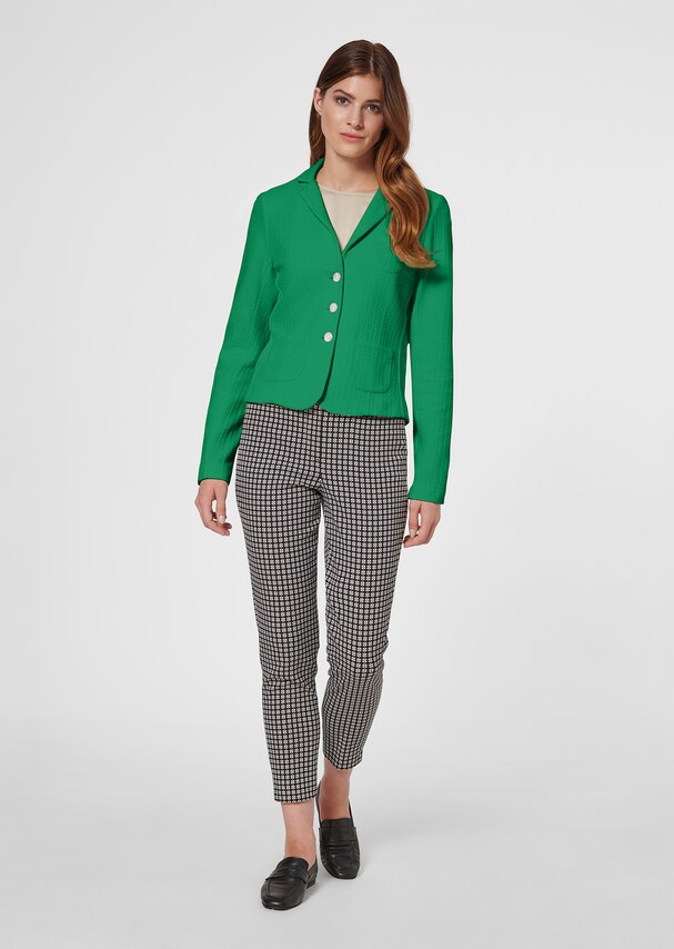 Trendy short-cut blazer in jersey with structured sections 1