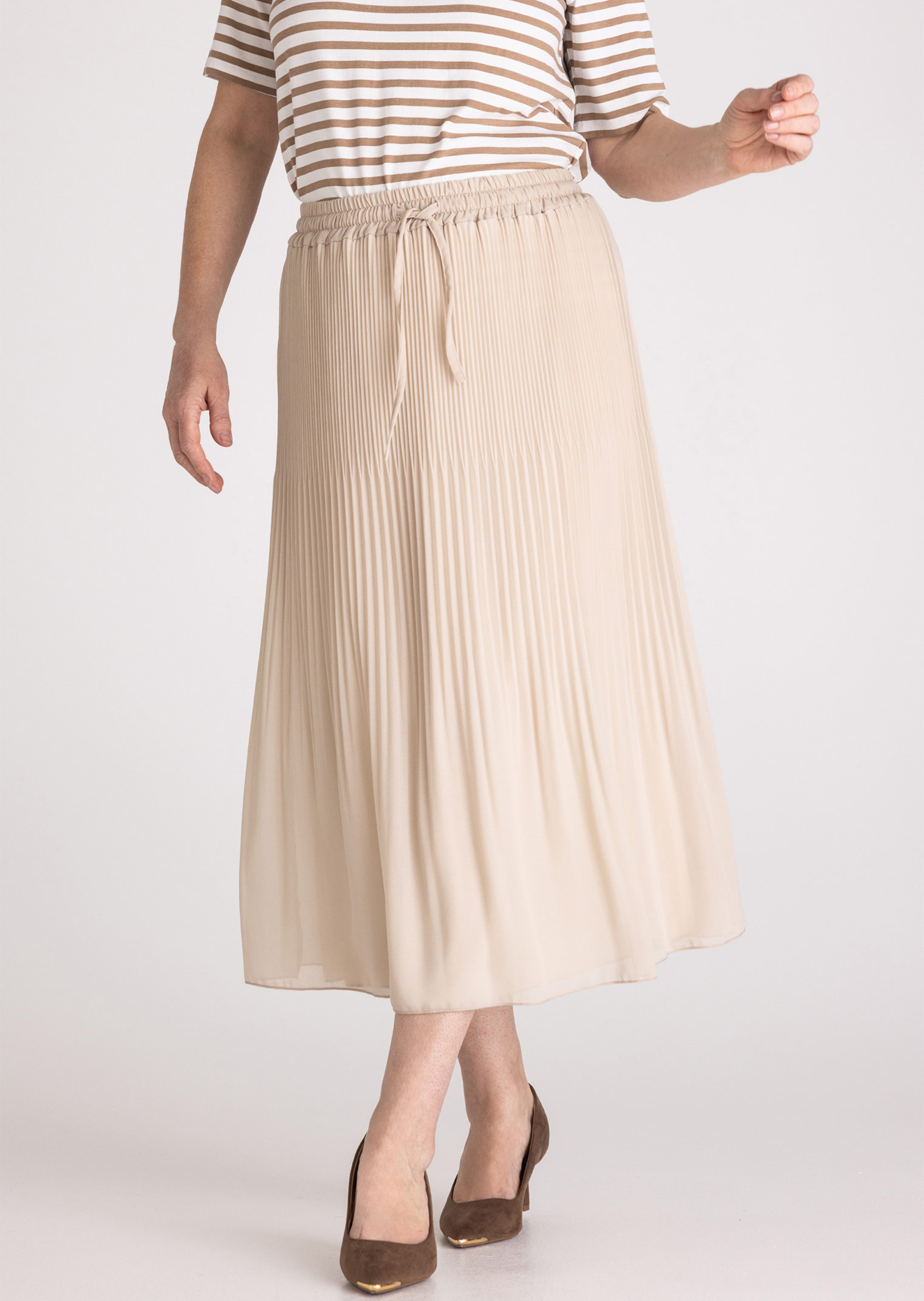 Plisseerock mit Tunnelzug und Bindeband