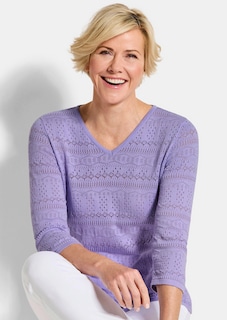 Leichter Strickpullover mit Ajourmuster thumbnail 4