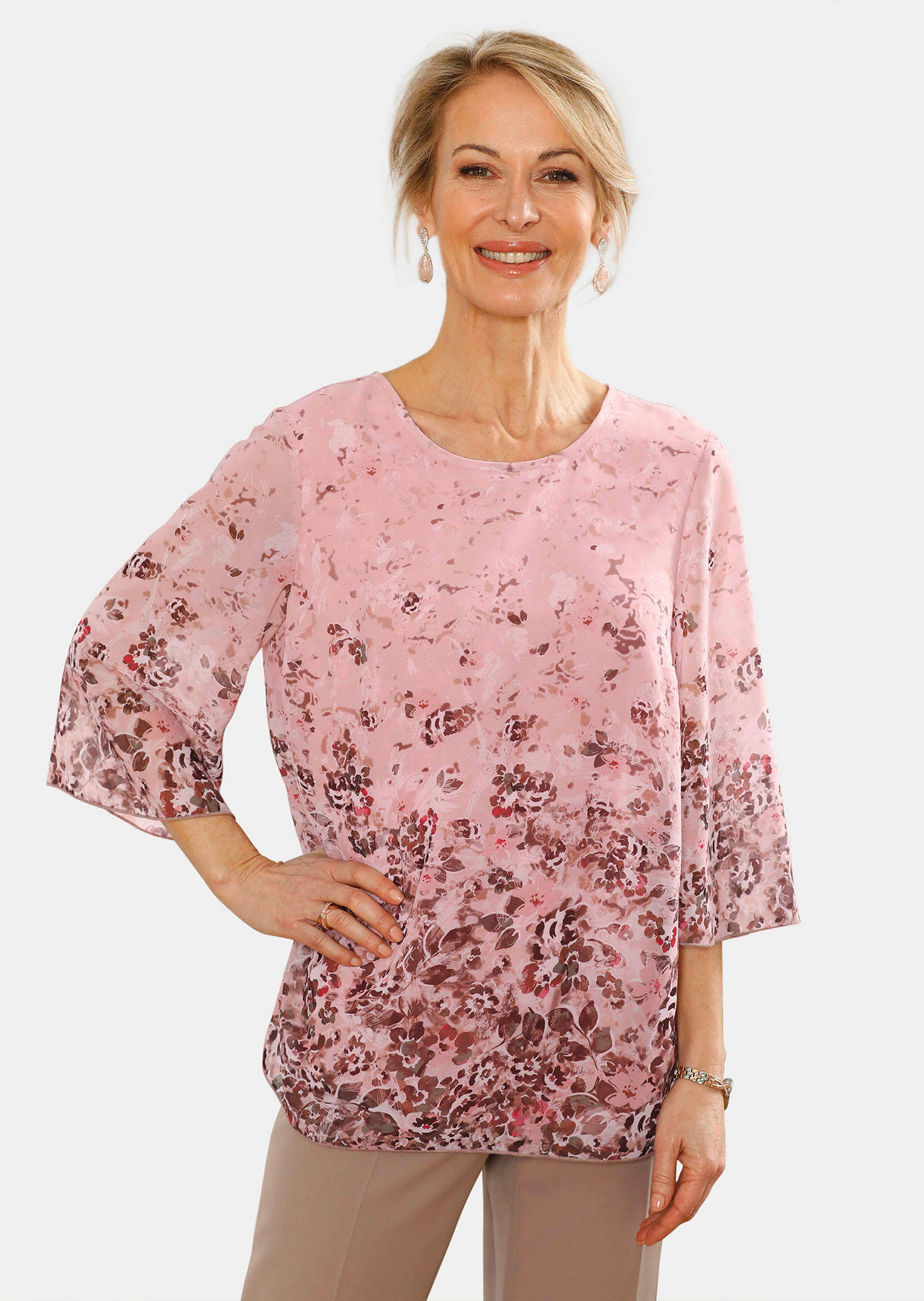 Chiffonbluse mit farbbrillantem Druck