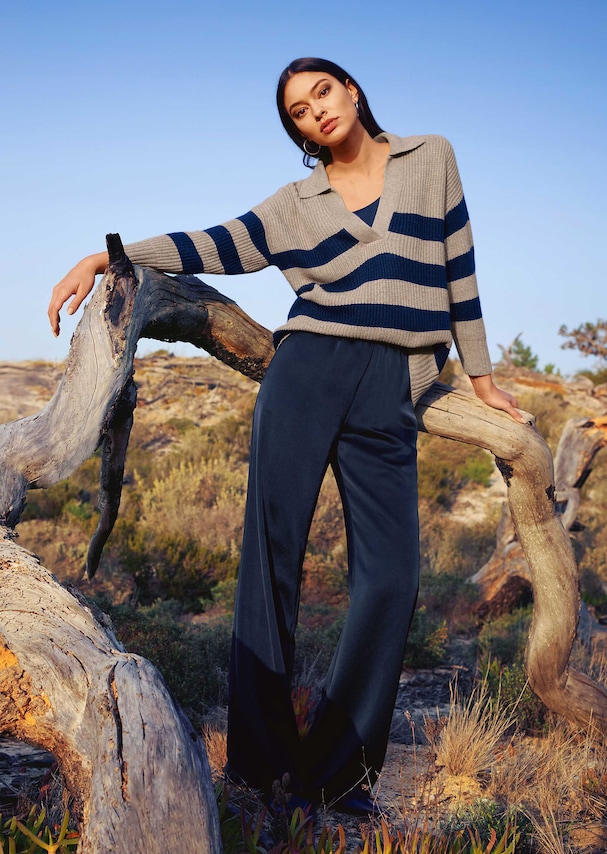Striped jumper with wool and cashmere