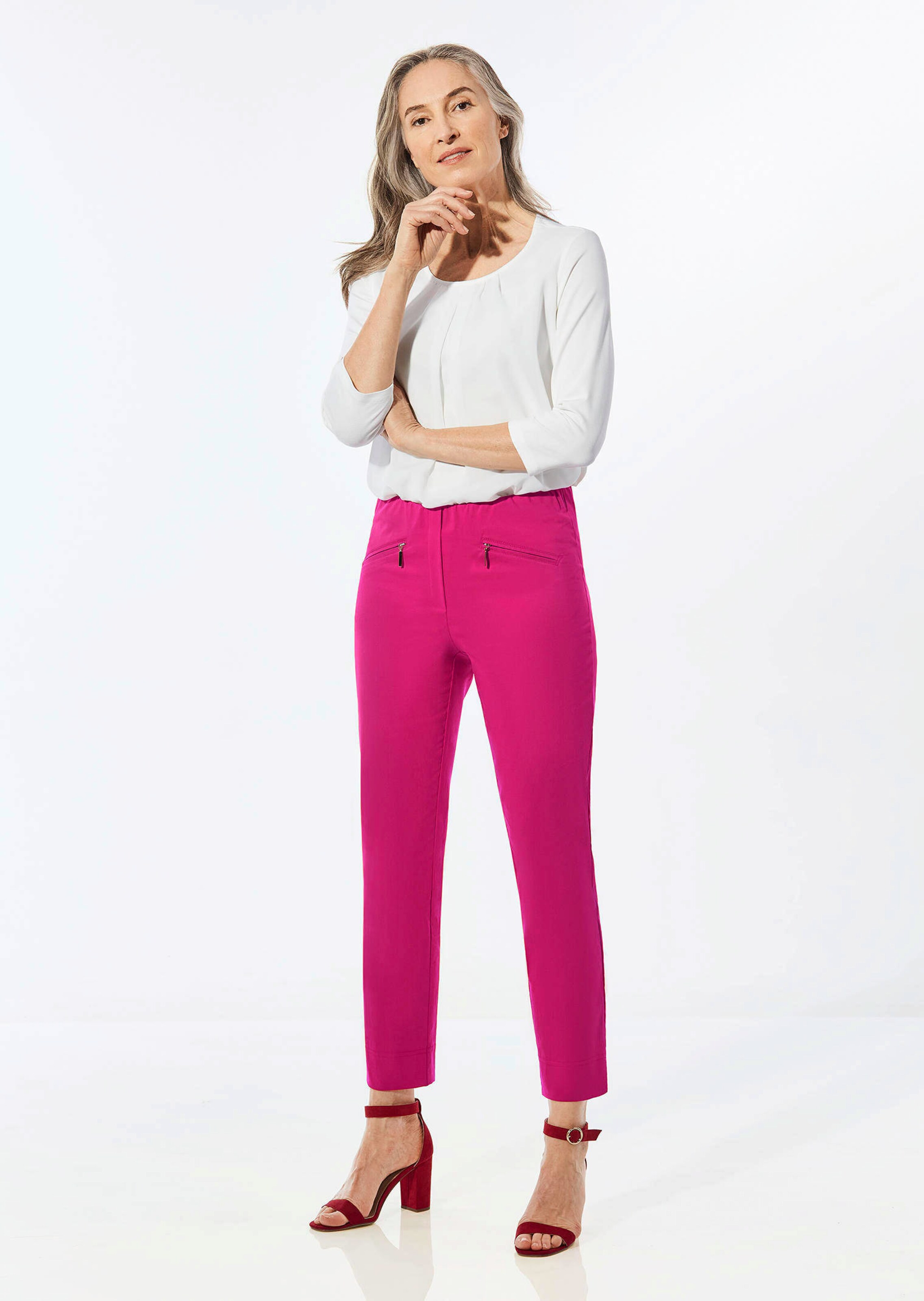 Pantalon super stretch 7/8 LOUISA - fuchsia - Gr. 22 de Goldner Fashion
