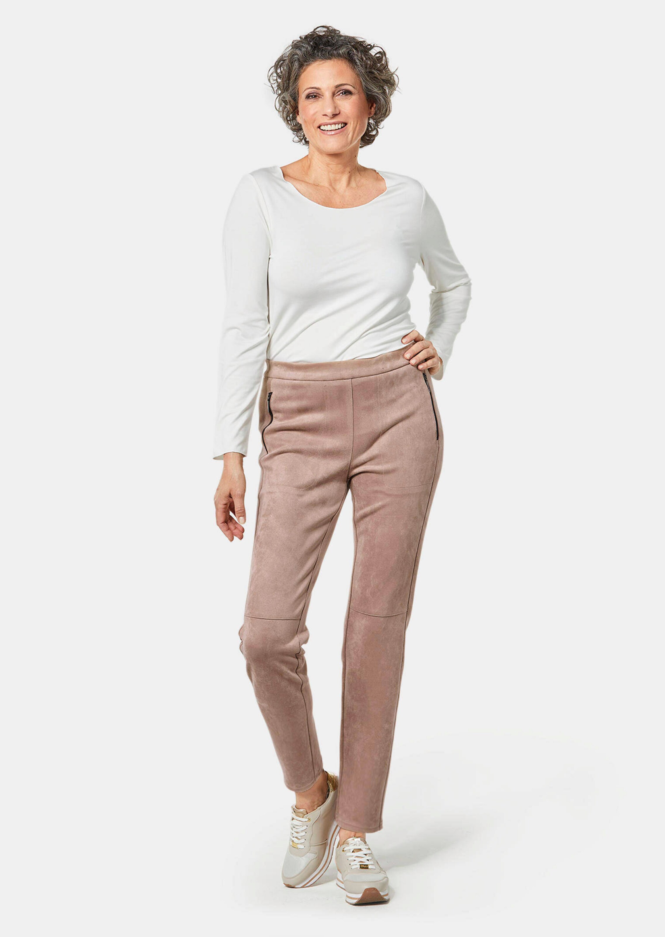 Pantalon aspect velours LOUISA - camel - Gr. 27 de Goldner Fashion