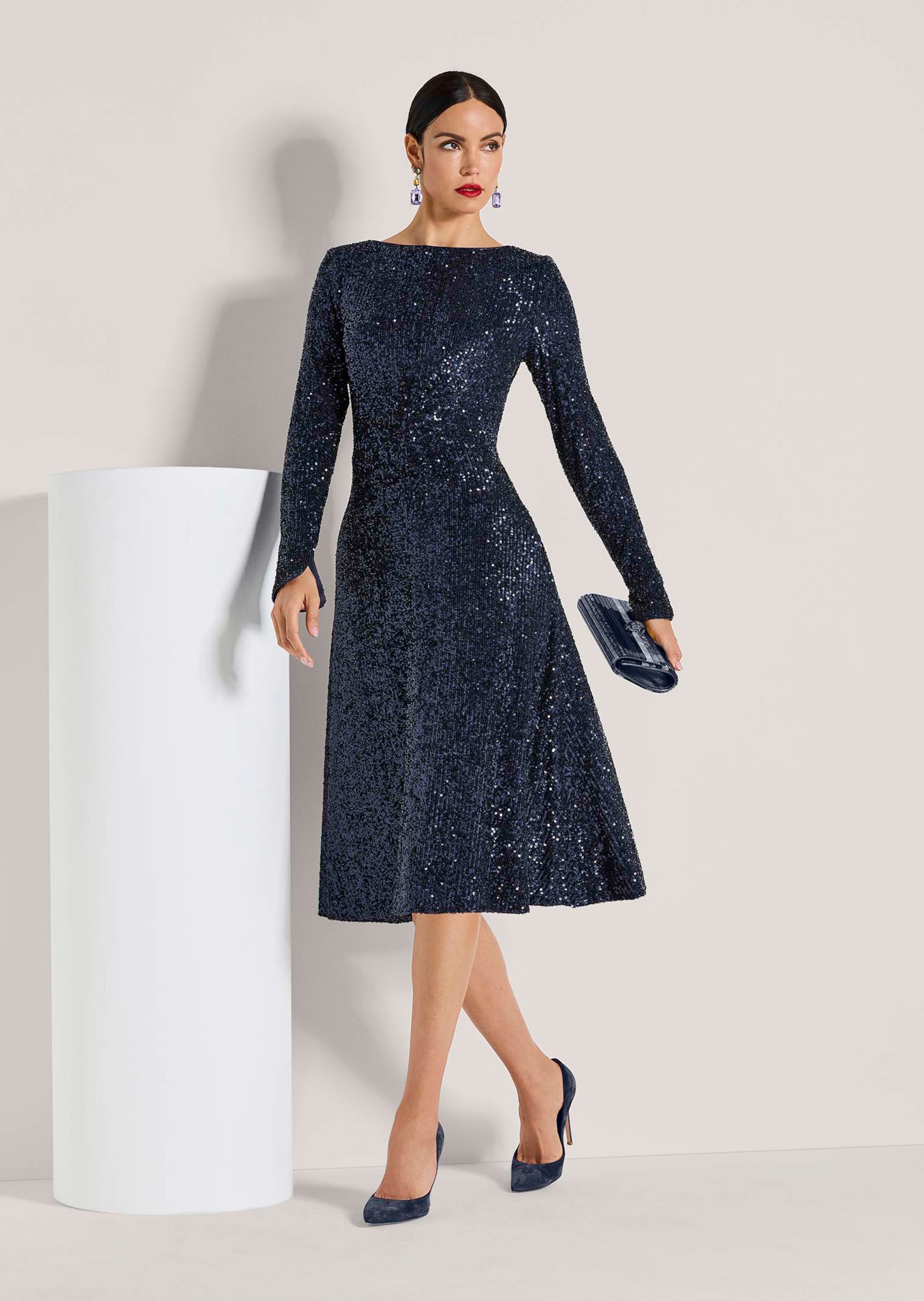 Robe Midi Noire à Paillettes Bleues - Marque Girl In Mind - Taille 8 Fille - Neuve