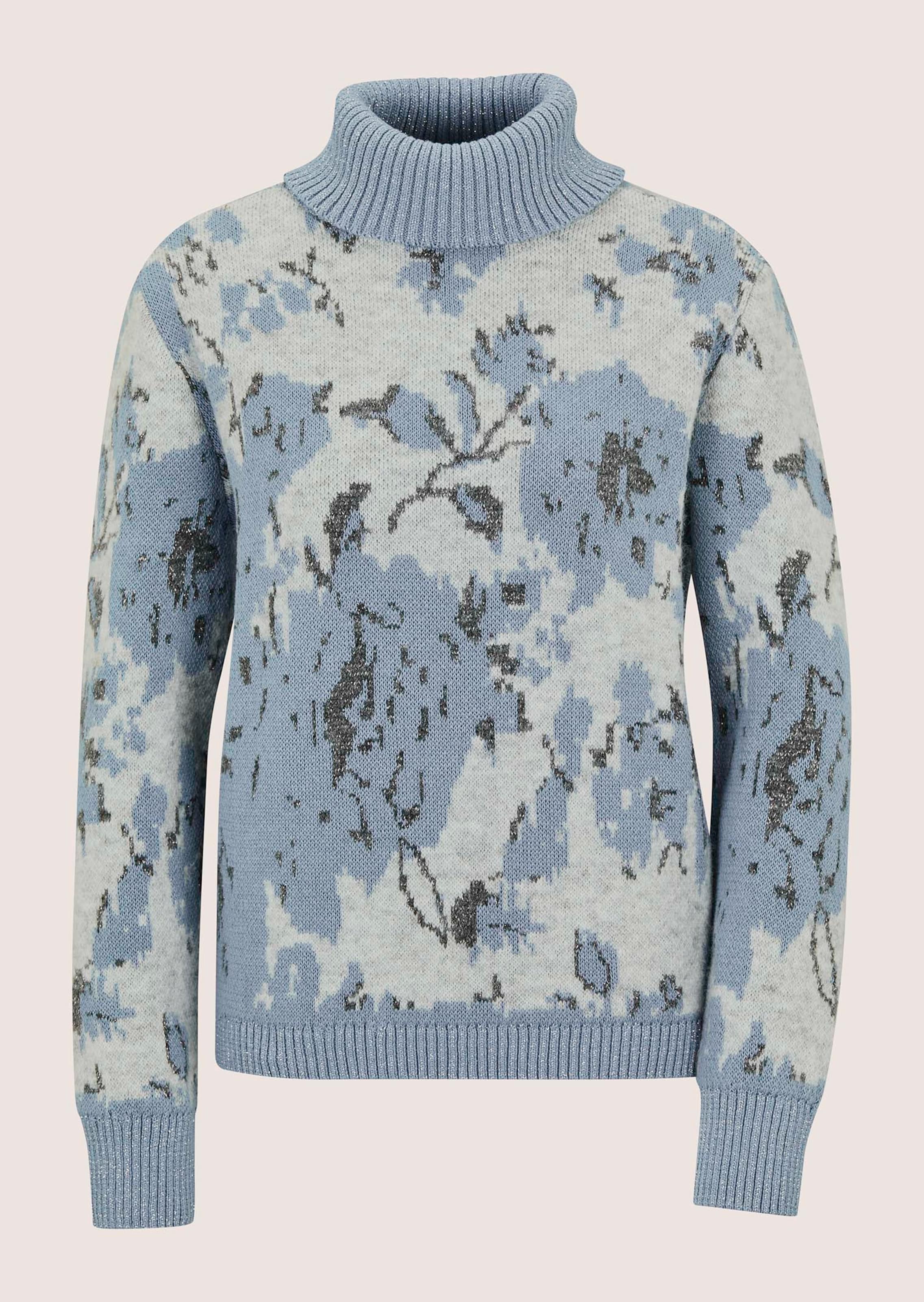 Floraler Jacquard-Pullover mit Rollkragen