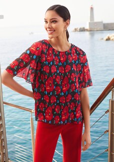 Plissee-Bluse mit Blumen-Print thumbnail 6