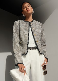 Tweedblazer mit Fransendetails und Glanzgarn thumbnail 7