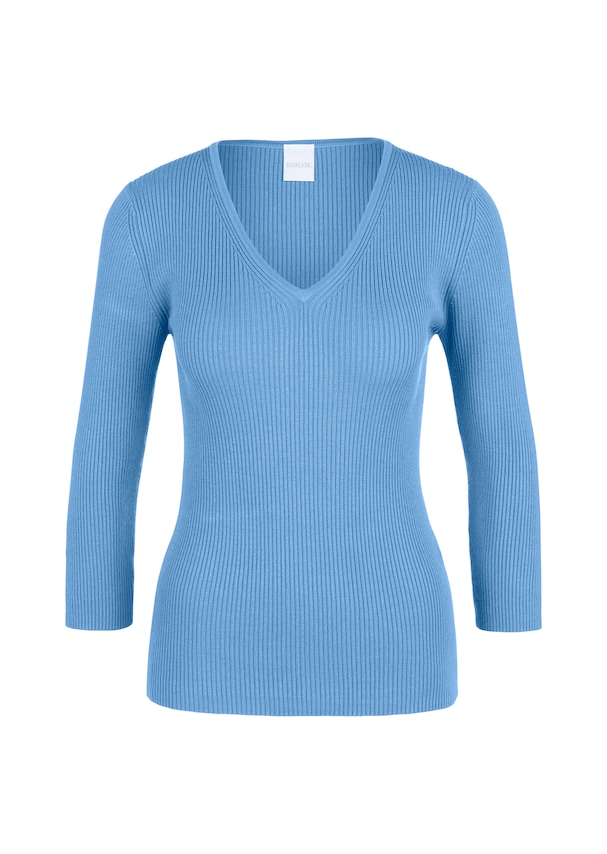 Rib knit jumper with close-fitting design and 3/4-length sleeves 5
