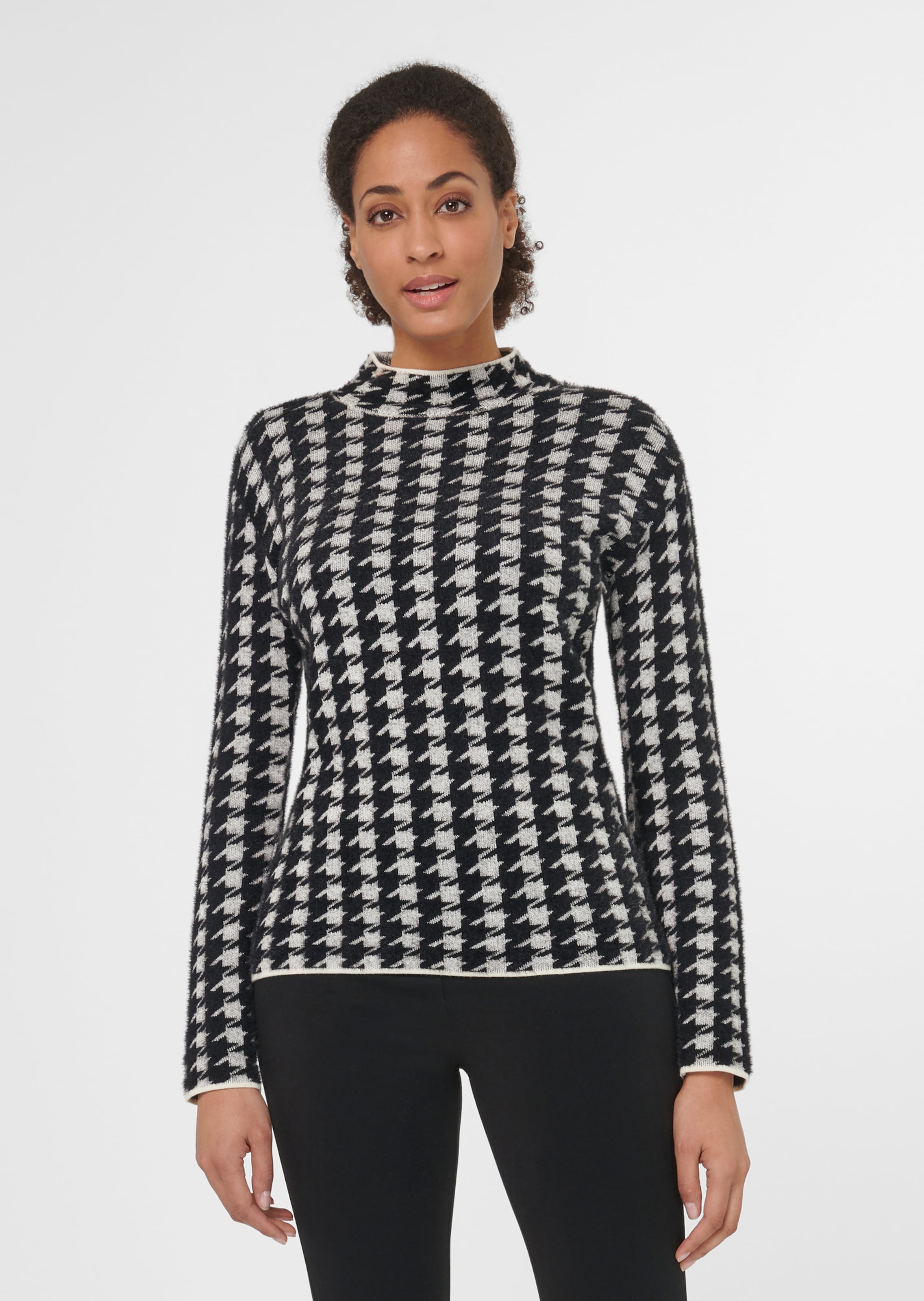 Stehkragen-Pullover mit Jacquard-Muster