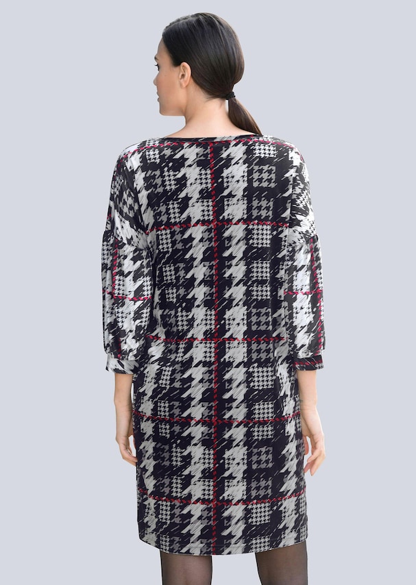 Jerseykleid mit Hahnentrittdessin 2