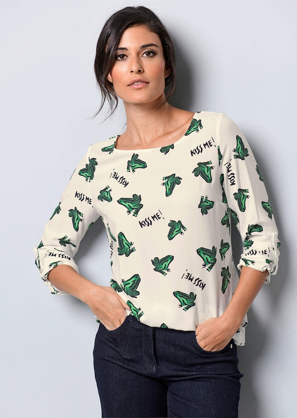 Bluse mit Druckdessin "Frösche" 3