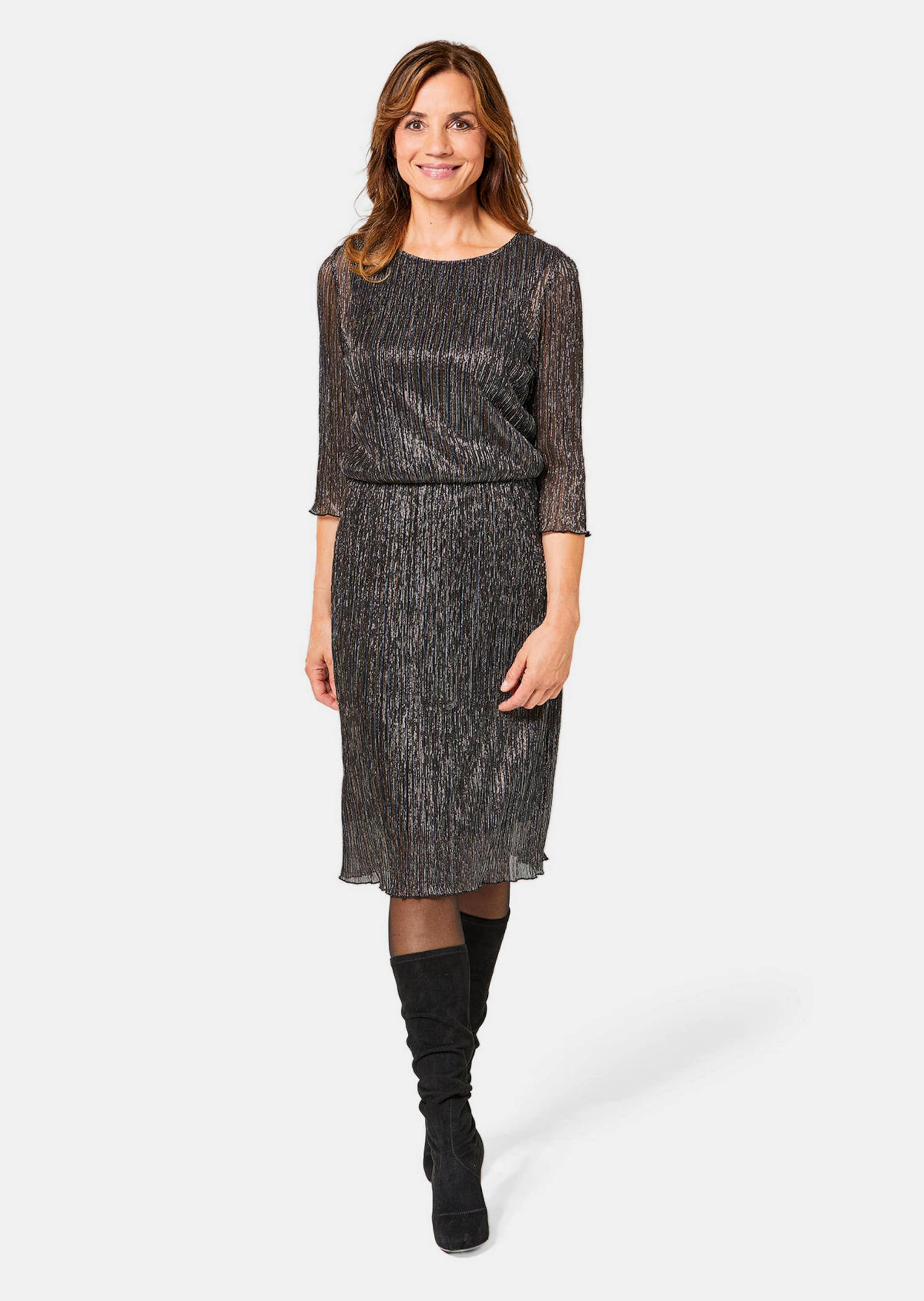 Robe légèrement brillante - noir / couleur métallisée / noir / à motifs - Gr. 54 de Goldner Fashion