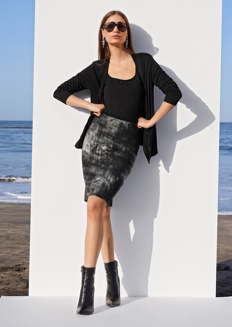 Jupe crayon en jacquard de laine
