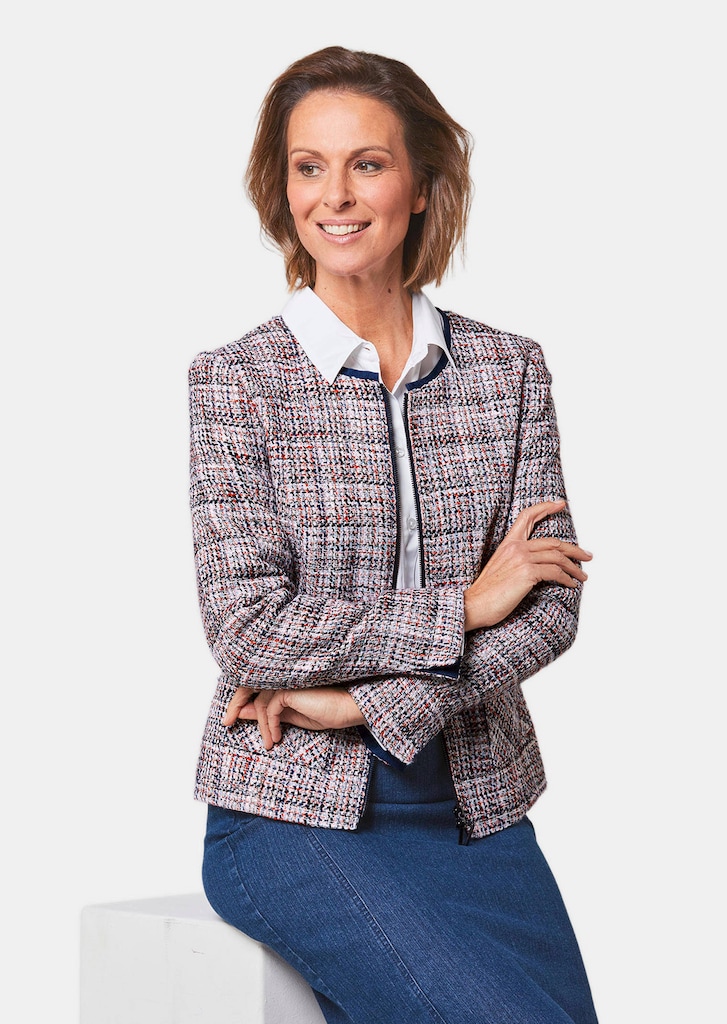 Edler Bouclé-Blazer mit Jeanspaspel